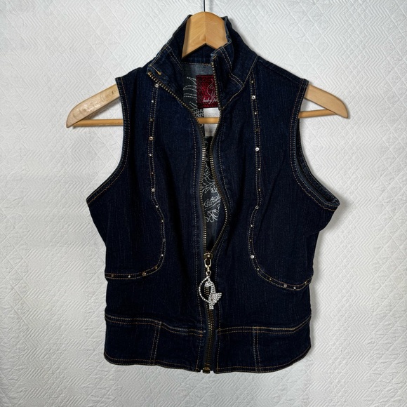 Vintage Authentic 2000s Baby Phat Zip Dragon Embroidered Denim